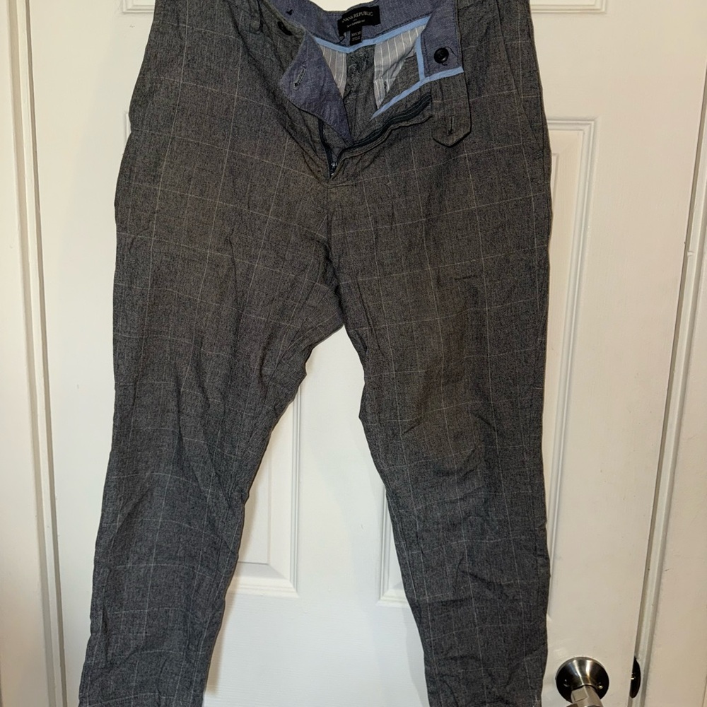 Banana Republic Men's Charcoal Checkered Pants